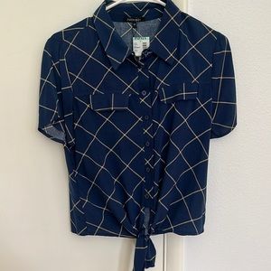 papaya navy blouse